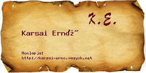 Karsai Ernő névjegykártya